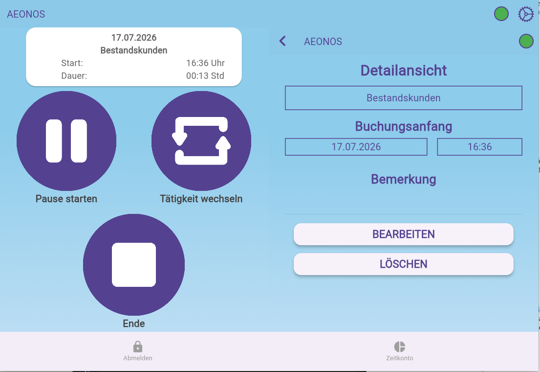 AEONOS@Web - Buchung bearbeiten